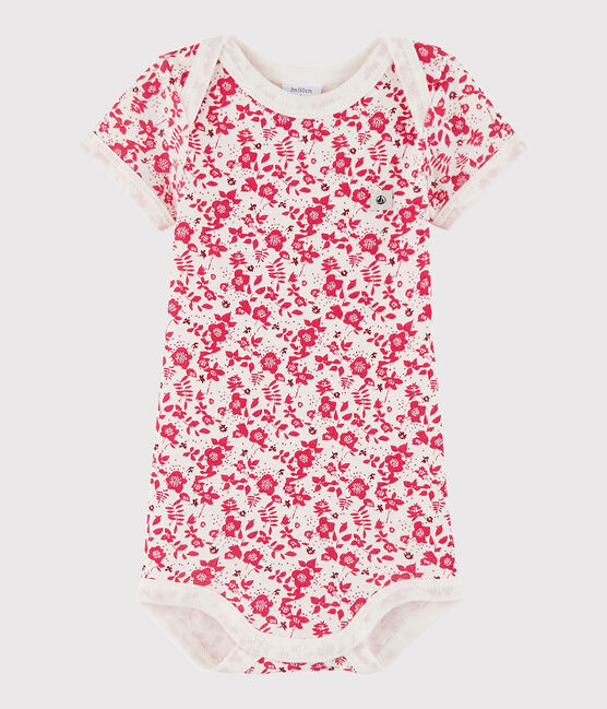 Body manches courtes bébé garçon blanc MARSHMALLOW/rose FLASHY