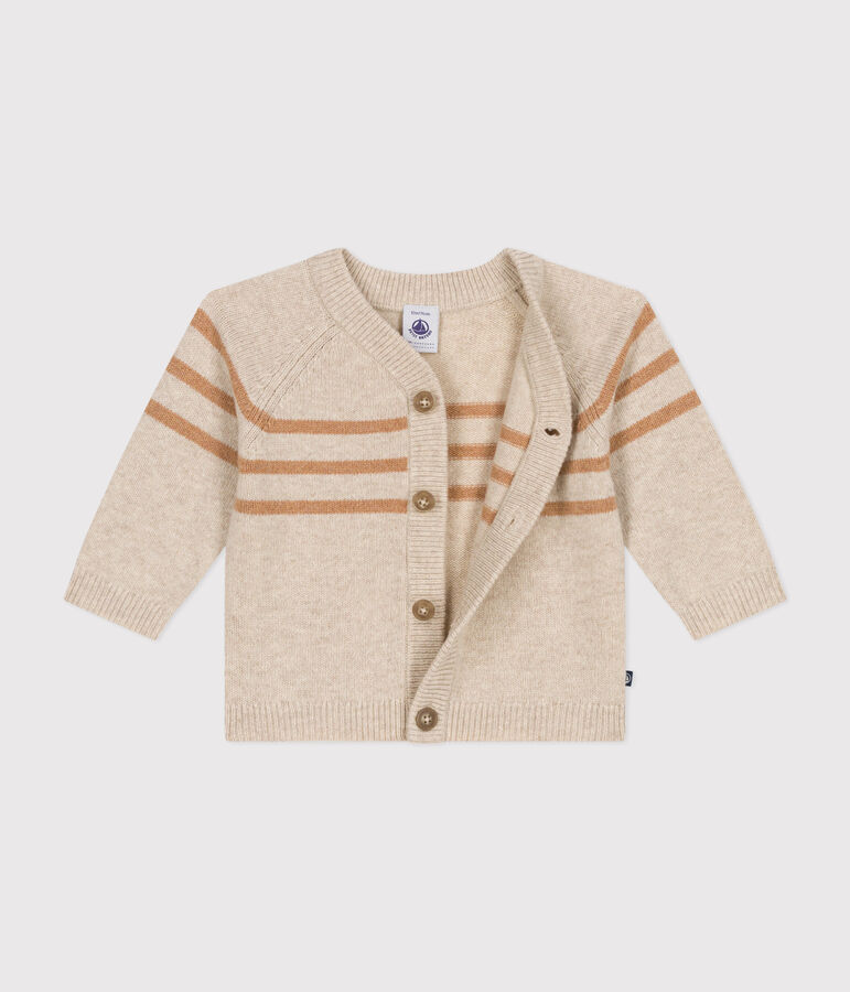 Cardigan en tricot contenant de la laine beige AVALANCHE/ CUIVRE
