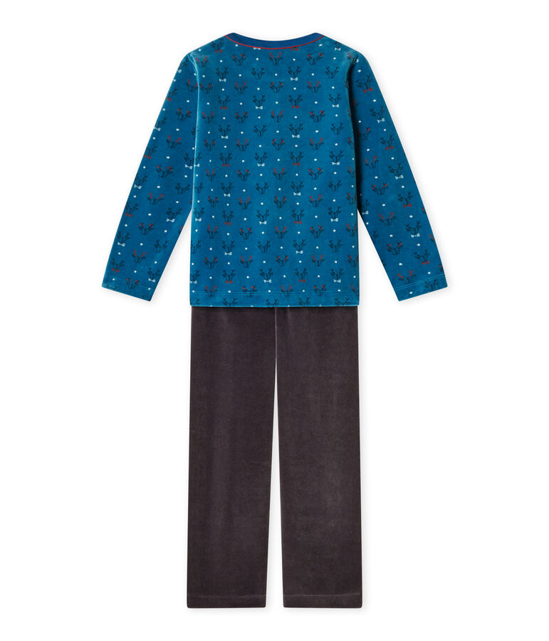 Pyjama gar&ccedil;on en bouclette velours gris CAPECOD/bleu CONTES/ MULTICO