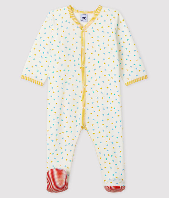 Dors-bien imprimé confettis bébé en velours blanc MARSHMALLOW/blanc MULTICO
