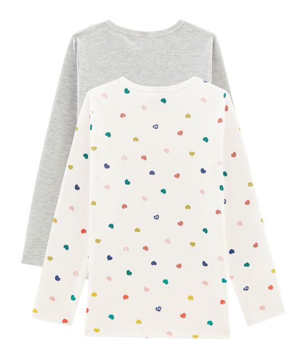 Duo de tee-shirts manches longues petite fille multicouleur