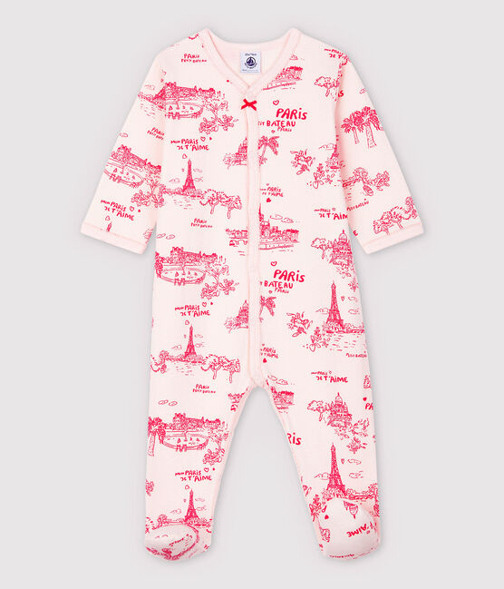Dors-bien toile de Jouy Paris bébé fille en tubique rose FLEUR/rose GROSEILLER