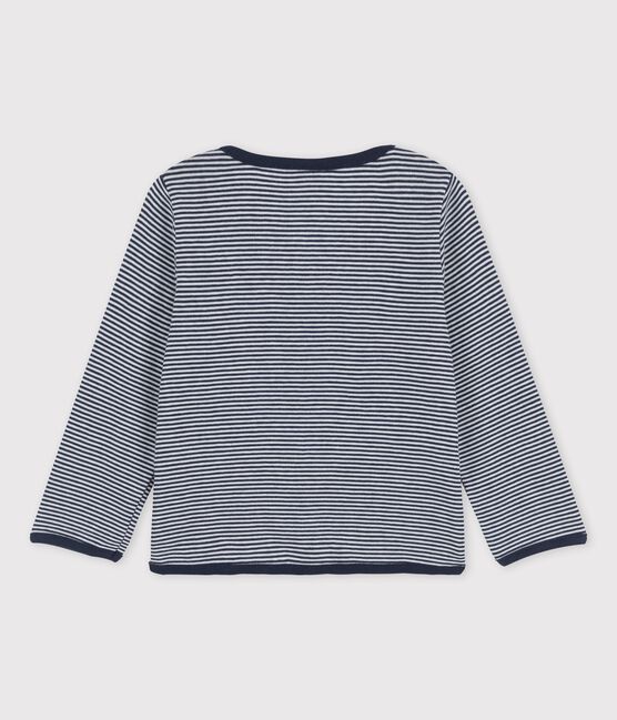 Cardigan rayé milleraies en coton bio bébé bleu SMOKING/blanc MARSHMALLOW