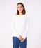 Tee-shirt l'Iconique manches longues en côte unie femme blanc ECUME