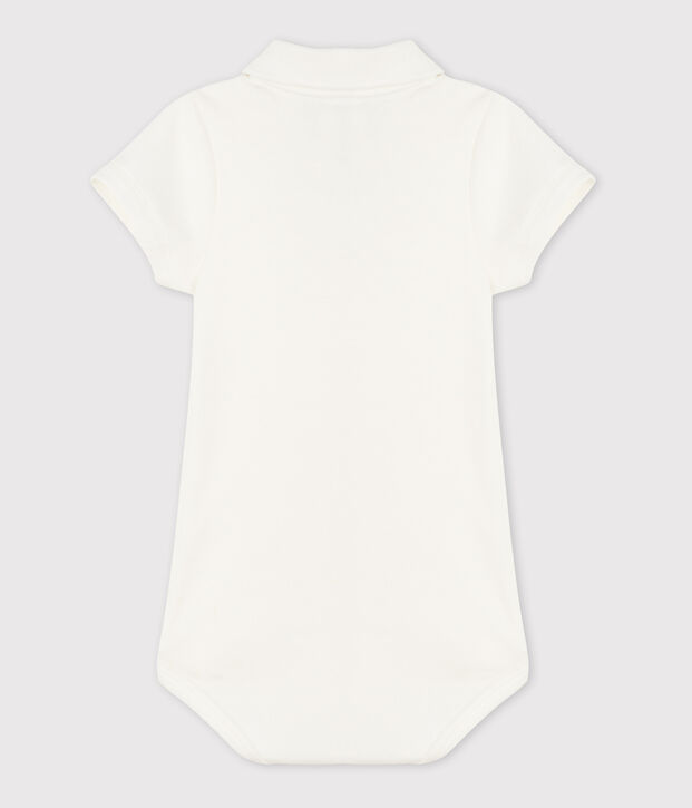 Body manches courtes b&eacute;b&eacute; col polo en coton blanc