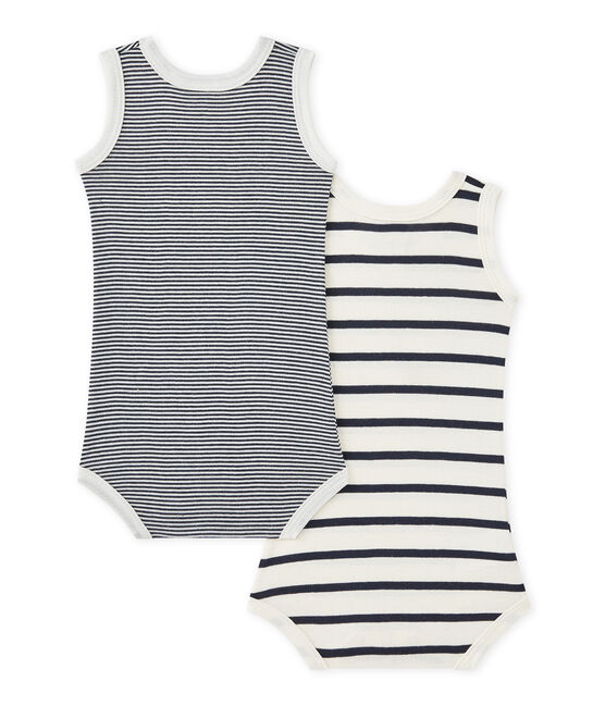 Lot de 2 bodies bébé garçon sans manches rayés blanc LOT