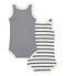 Lot de 2 bodies bébé garçon sans manches rayés blanc LOT