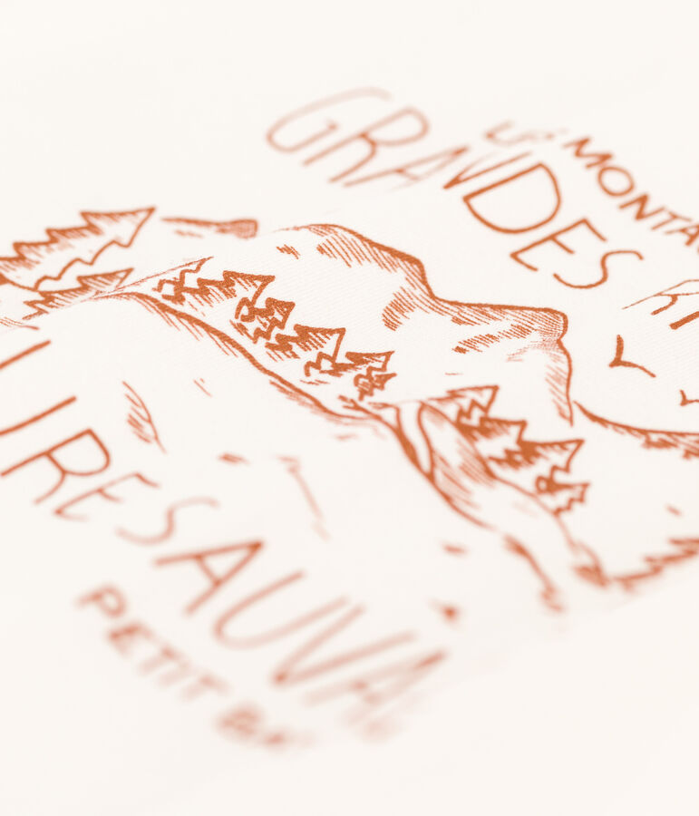 Tee-shirt manches longues imprim&eacute; enfant gar&ccedil;on blanc MARSHMALLOW