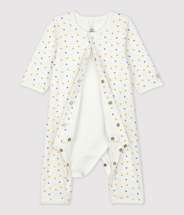 Bodyjama sans pieds  b&eacute;b&eacute; en coton biologique blanc/multicouleur