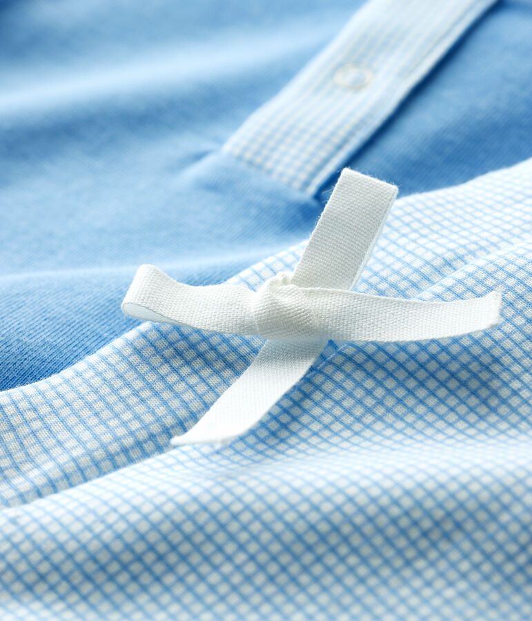 Ensemble 2 pi&egrave;ces bleu b&eacute;b&eacute; en coton biologique bleu EDNA/&eacute;cru MULTICO