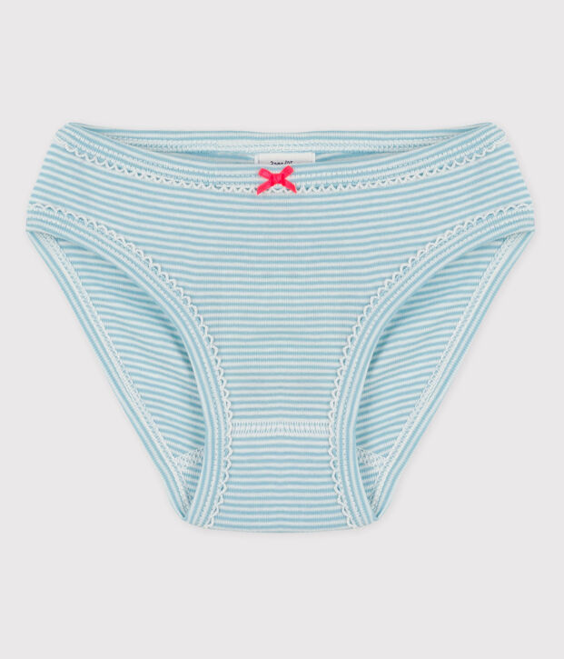 Culotte petite fille en coton bleu/blanc
