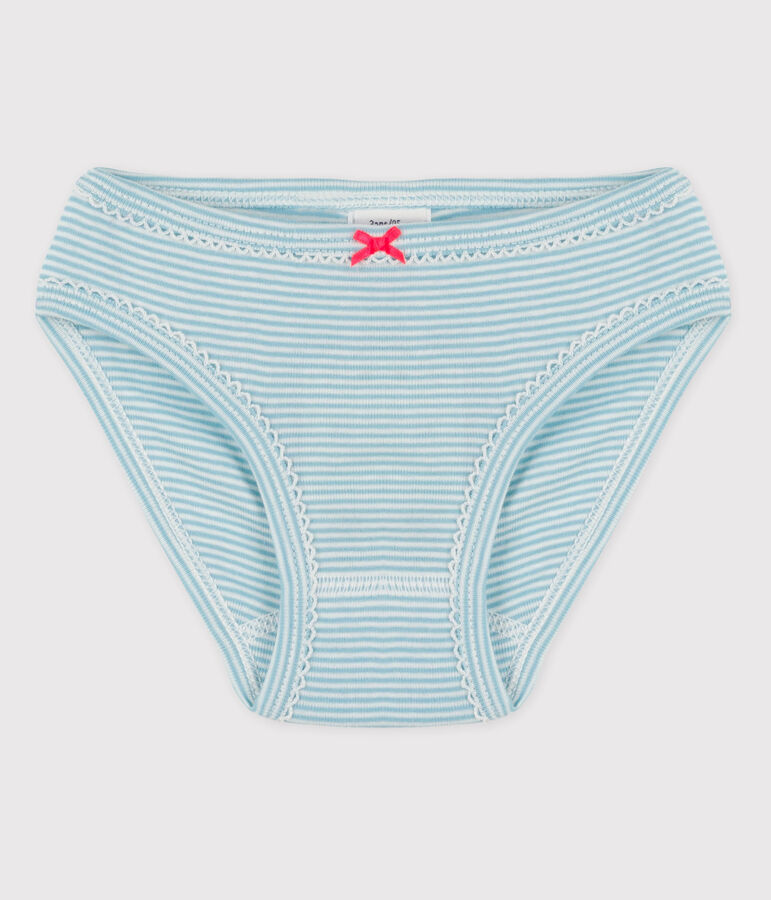 Culotte petite fille en coton bleu/blanc