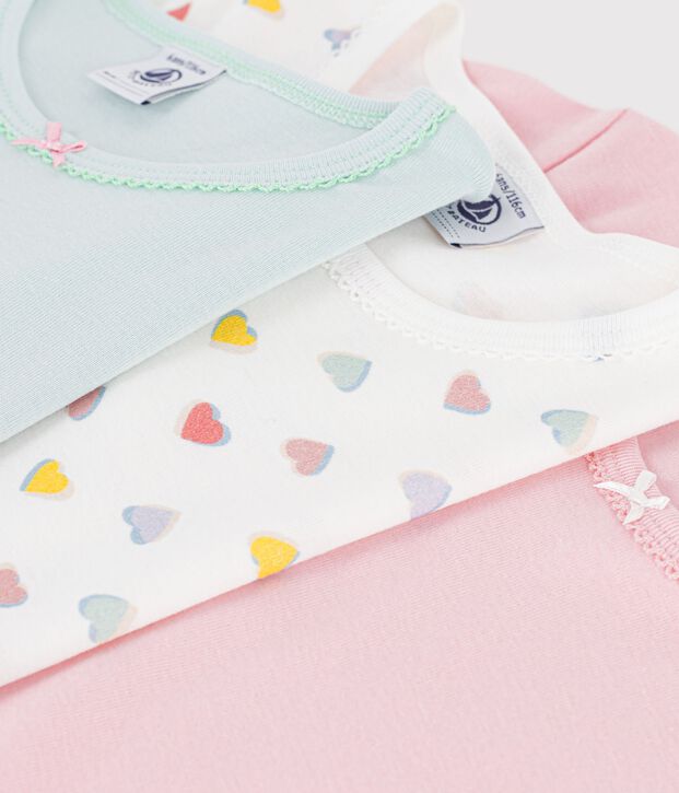 Lot de tee-shirts enfant en coton manches courtes &agrave; c&oelig;urs multicouleur