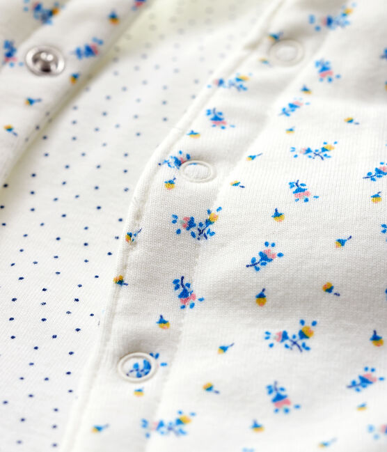 Gilet sans manches bébé en coton biologique ouatinée blanc MARSHMALLOW+BLEU