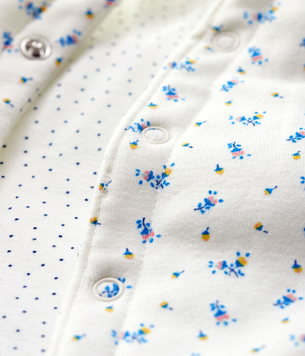 Gilet sans manches b&eacute;b&eacute; en coton biologique ouatin&eacute;e blanc/bleu