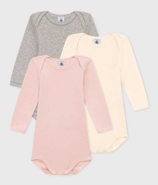 Lot de 3 bodies manches longues unis bébé en coton variante 1