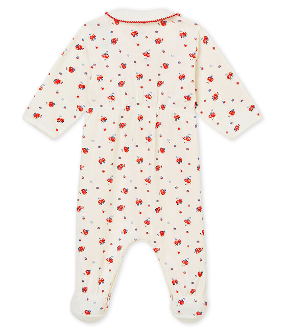 Dors bien bébé fille en côte 1x1 grattée imprimée blanc MARSHMALLOW/blanc MULTICO