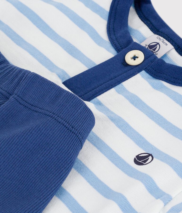 Ensemble cadeau b&eacute;b&eacute; en coton : ensemble 2 pi&egrave;ces blanc MARSHMALLOW/blanc MULTICO