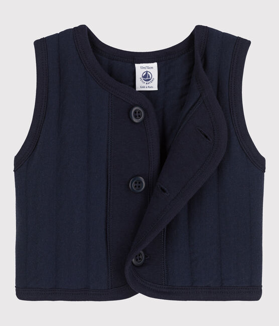 Veste bébé sans manche en tubique matelassé bleu SMOKING