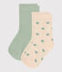 2 paires de chaussettes en coton cœurs bébé