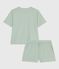 Pyjama short femme en coton à rayures SAULE/ MARSHMALLOW