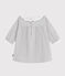 Robe bébé en flanelle manches longues unie à col gris FUMEE CHINE