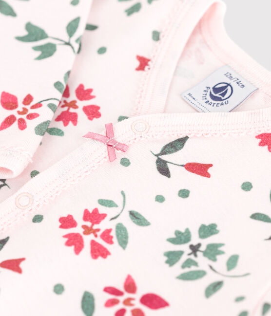 Pyjama bébé en coton fleuri rose FLEUR/blanc MULTICO