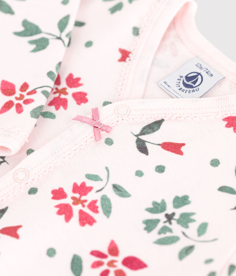 Pyjama b&eacute;b&eacute; en coton fleuri rose FLEUR/blanc MULTICO