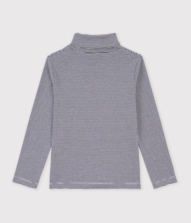 Sous-pull ray&eacute; en coton enfant fille / gar&ccedil;on bleu/blanc