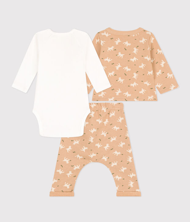 Ensemble en molleton imprim&eacute; b&eacute;b&eacute; beige/multicouleur