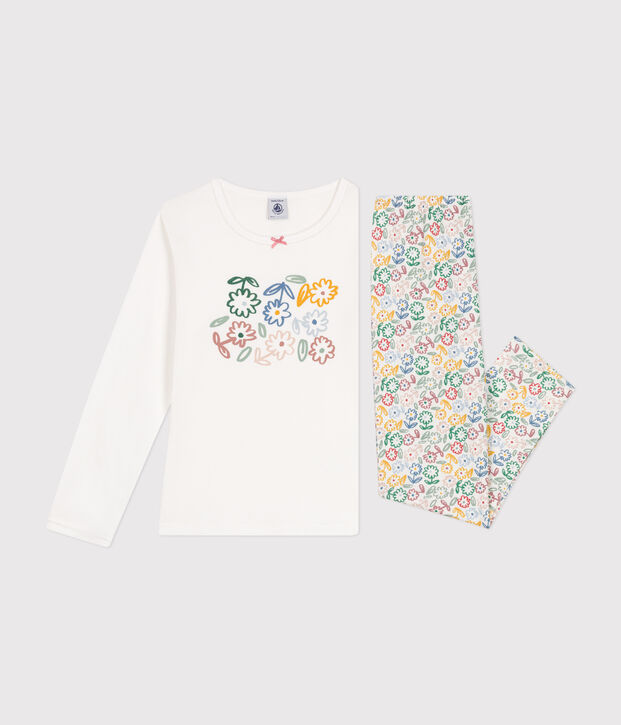 Pyjama en coton enfant blanc/multicouleur