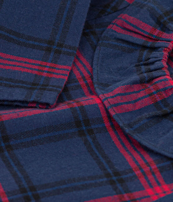 Blouse manches longues en flanelle bébé bleu SMOKING/blanc MULTICO