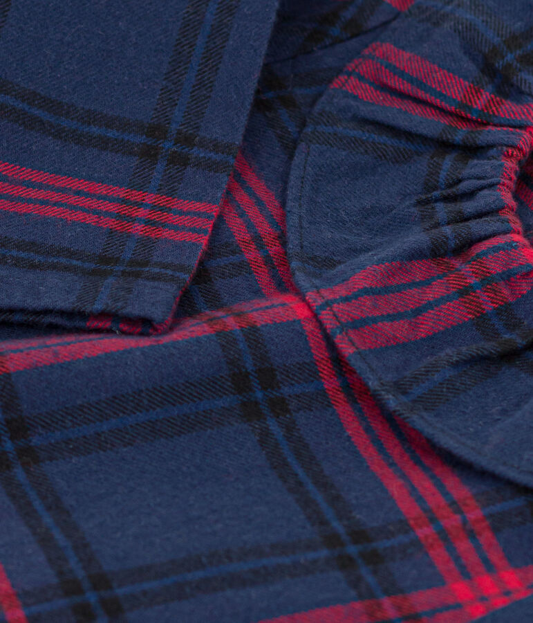 Blouse manches longues en flanelle b&eacute;b&eacute; bleu SMOKING/blanc MULTICO