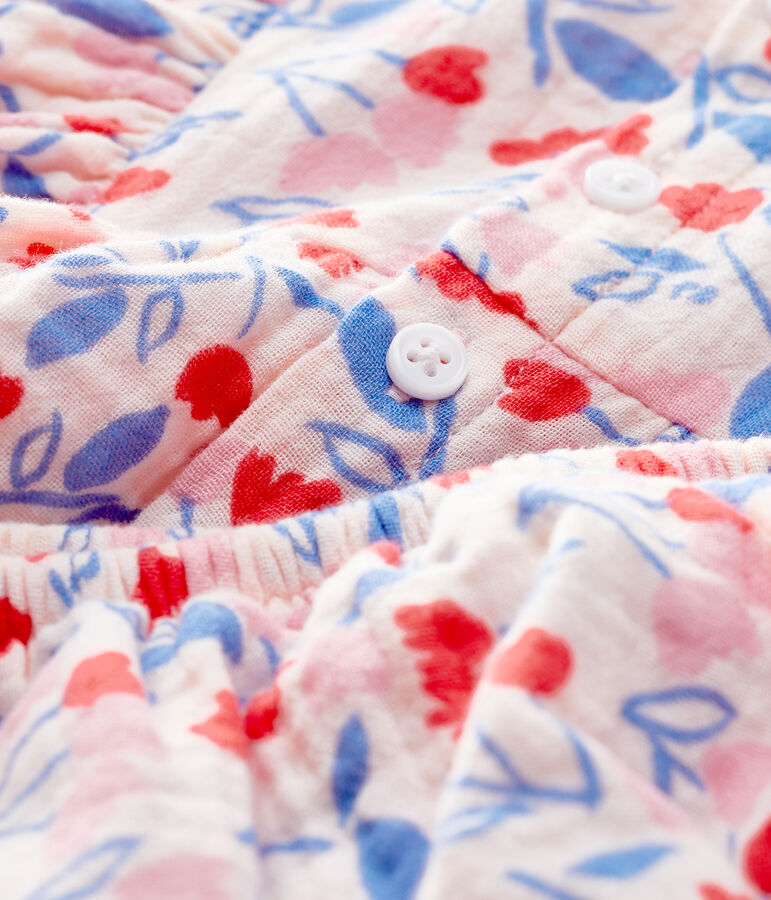 Robe sans manches fleurie avec bloomer b&eacute;b&eacute; fille en tissu couche en coton biologique rose FLEUR/blanc MULTICO