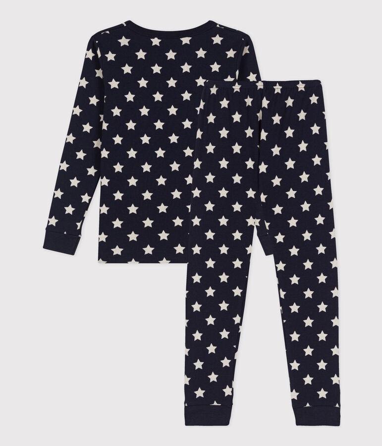 Pyjama ajust&eacute; &eacute;toiles en coton enfant bleu SMOKING/blanc MARSHMALLOW