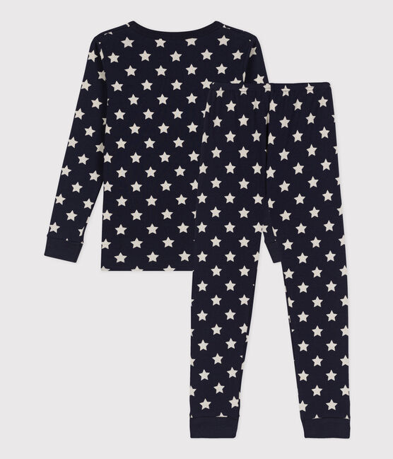 Pyjama ajusté étoiles en coton enfant bleu SMOKING/blanc MARSHMALLOW