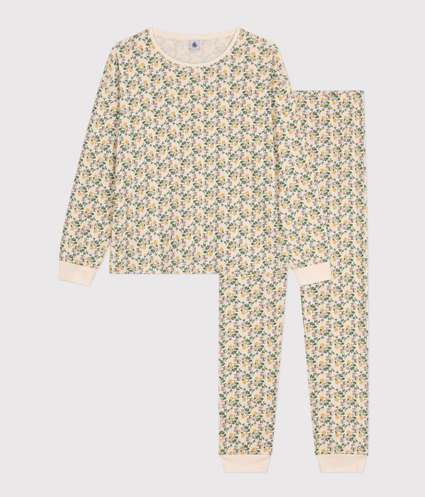Pyjama en coton motif floral femme &eacute;cru/multicouleur