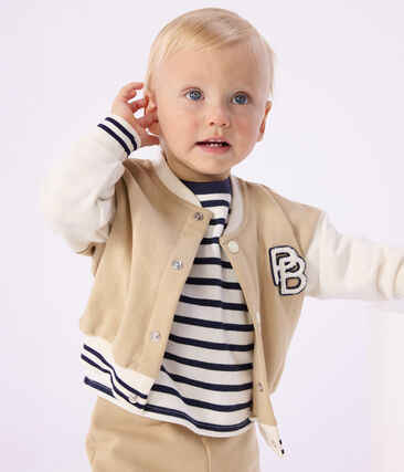 Veste teddy bébé en coton colorblock et badge