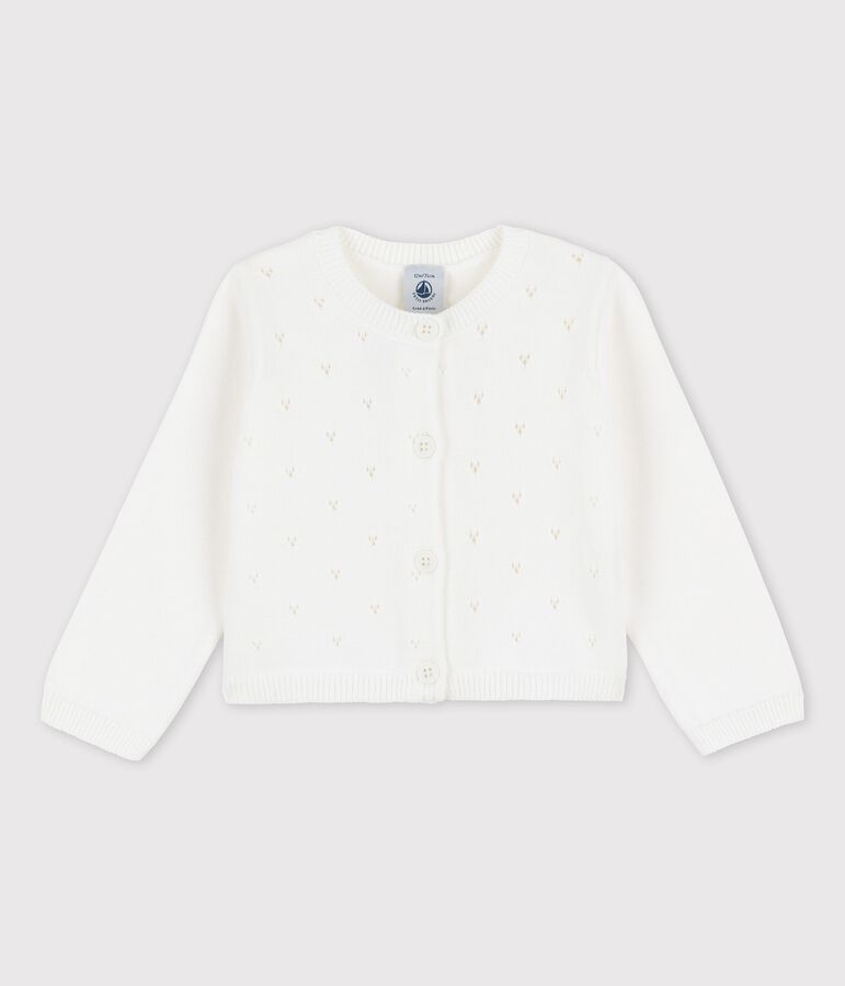 Cardigan en tricot raffin&eacute; b&eacute;b&eacute; blanc MARSHMALLOW