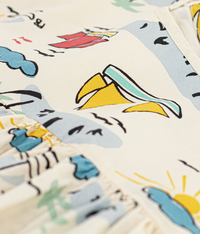 Robe manches courtes en popeline enfant fille blanc AVALANCHE/ MULTICO