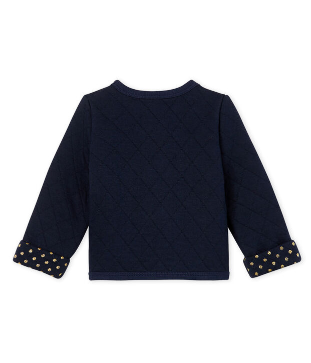 Cardigan b&eacute;b&eacute; fille en tubique matelass&eacute; bleu