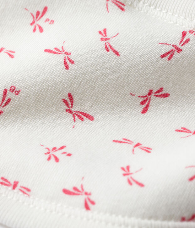 Bavoir b&eacute;b&eacute; en c&ocirc;te blanc/rose