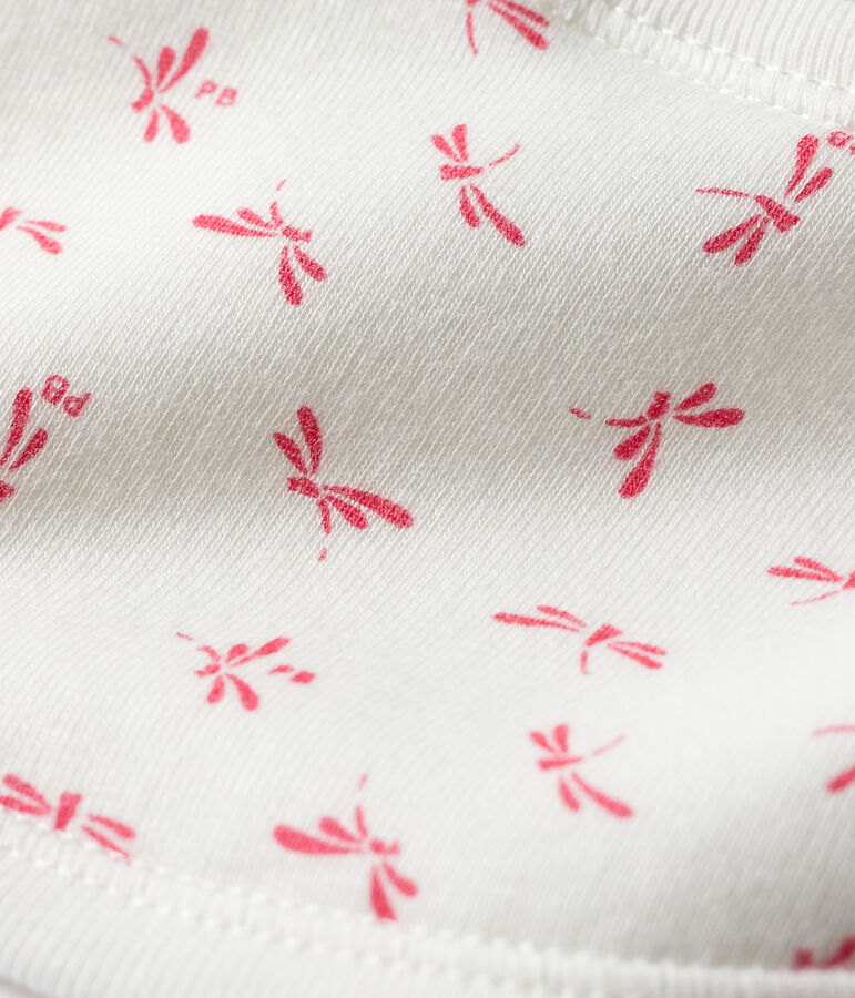 Bavoir b&eacute;b&eacute; en c&ocirc;te blanc MARSHMALLOW/rose GROSEILLER