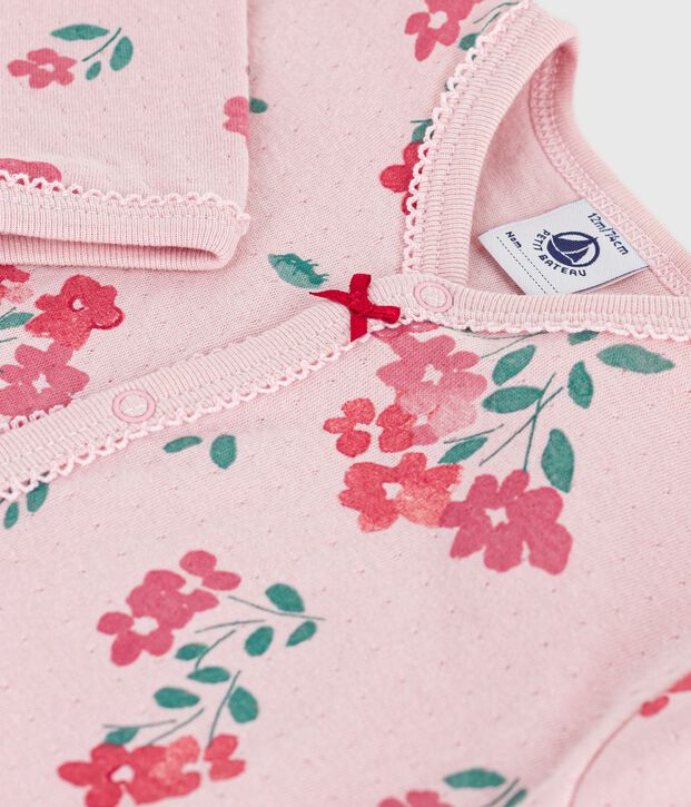 Pyjama b&eacute;b&eacute; en tubique imprim&eacute; fleuri rose/multicouleur