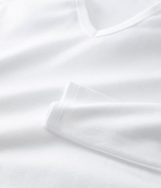 T-shirt col V iconique en coton Femme blanc ECUME