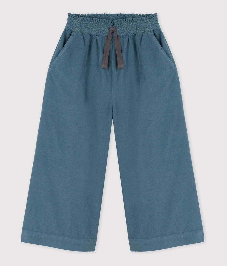 Pantalon large en velours fin enfant fille bleu ROVER