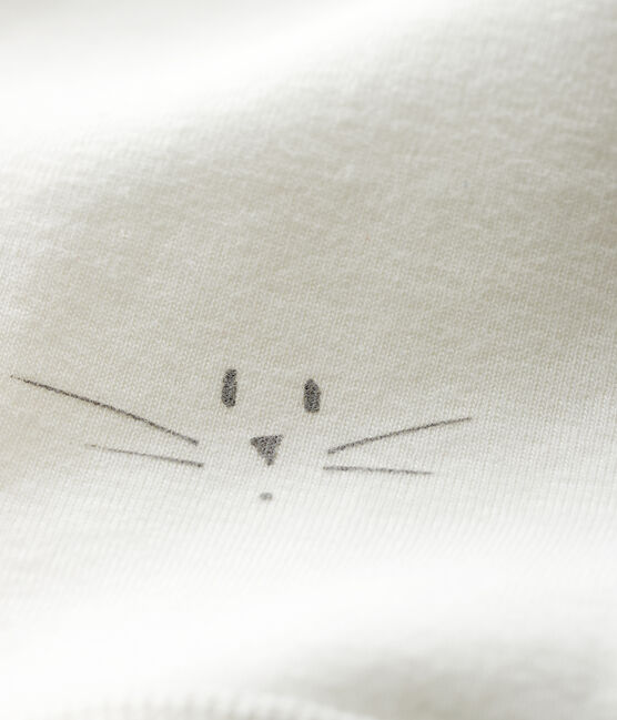 Legging tête de chat bébé en côte blanc MARSHMALLOW