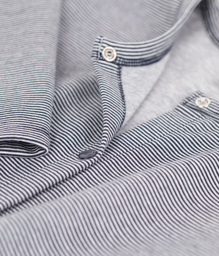 Cardigan &agrave; pressions en coton &eacute;pais Femme bleu/blanc