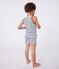 Pyjama short enfant en coton d&eacute;bardeur &agrave; rayures blanc/bleu