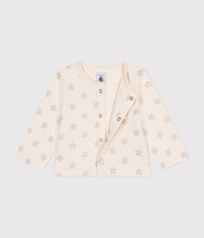 Cardigan en tubique imprim&eacute; &eacute;toile b&eacute;b&eacute; beige AVALANCHE/ ARGENT